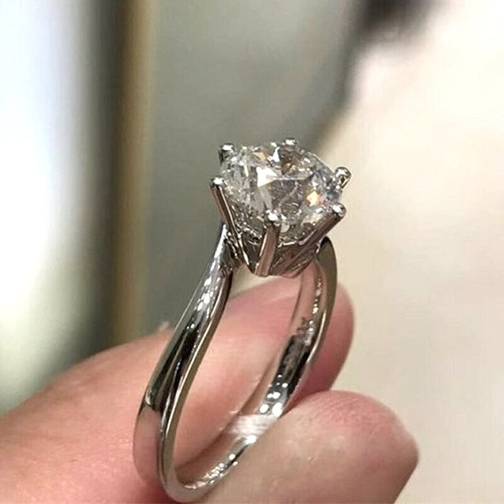 New Gorgeous 925 Silver 3.5ct Round Brilliant Diamond Solitaire - Picture 3 of 3